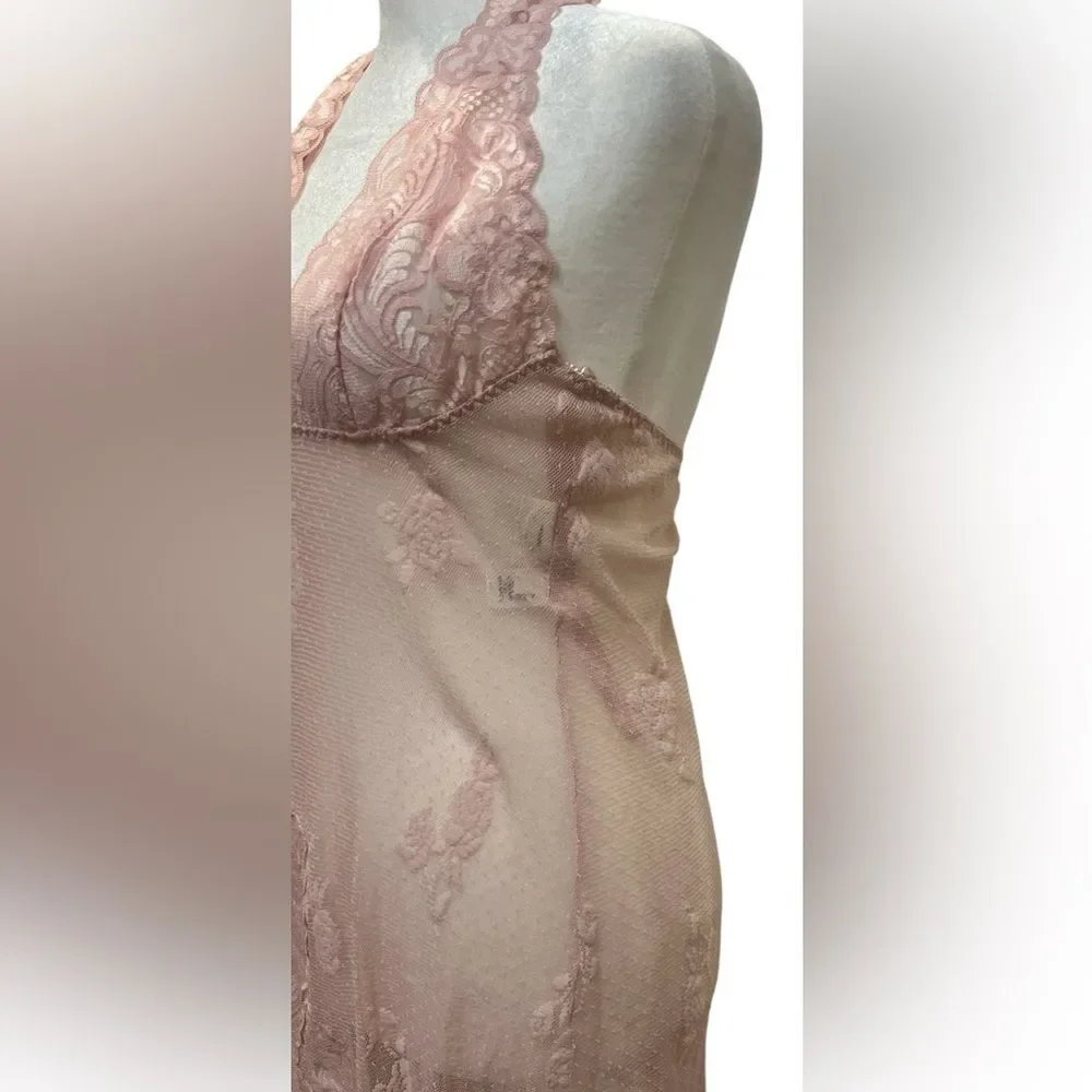 Frederick's of Hollywood soft pink baby doll lace chemise/slip lingerie Size M